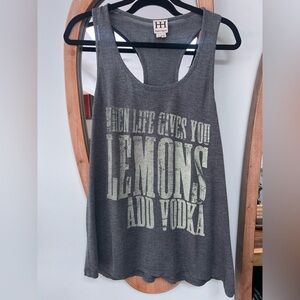 Haute Hippie When Life Gives you Lemons add vodka Charcoal Tank Top